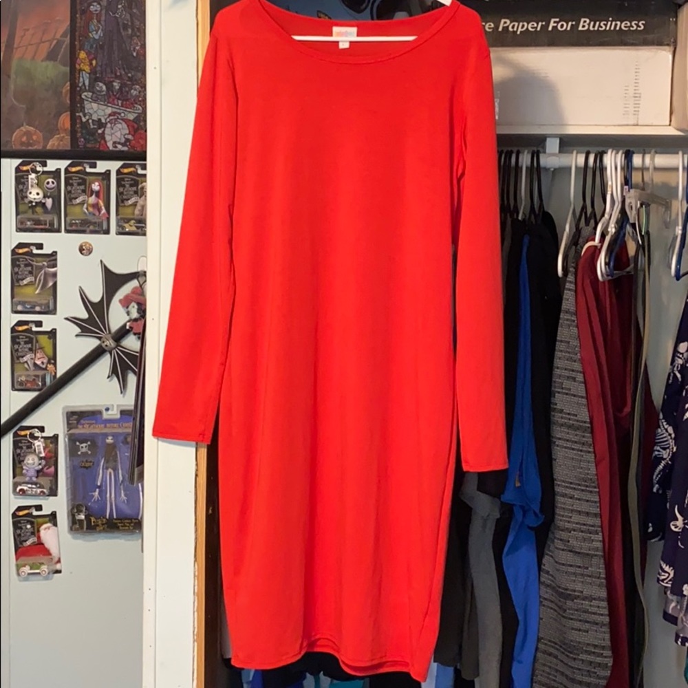 LuLaRoe Large Debbie Dress in Red